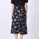 Back view of floral midi dress and bolero set
