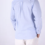 Back view of striped button-down shirt
