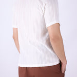 Back view of white Cuban collar shirt
