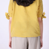 Back view of yellow striped shirt
