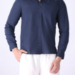 Blue shirt worn with chinos