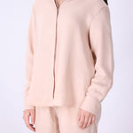 Blush pink long sleeve shirt for women, front view
