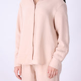 Blush pink long sleeve shirt for women, front view
