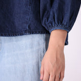 Close-up of 100% cotton denim fabric texture
