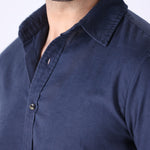 Close-up of cotton blend fabric and collar
