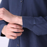 Close-up of cotton blend fabric and collar
