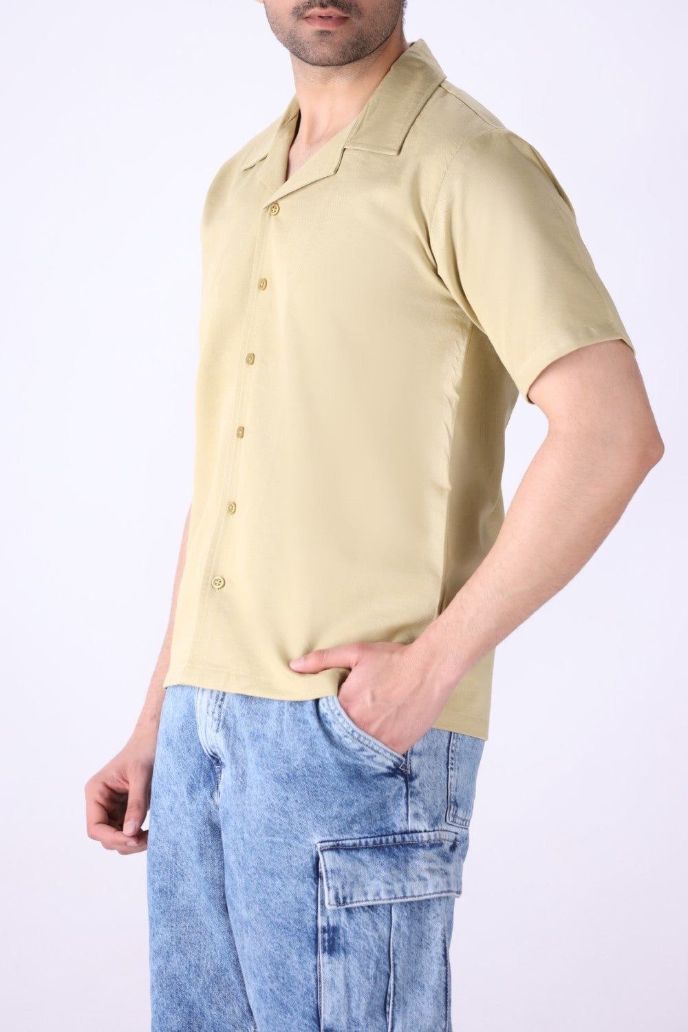 Close-up of crisp cotton blend fabric finish