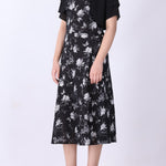 Close-up of high-contrast floral print fabric
