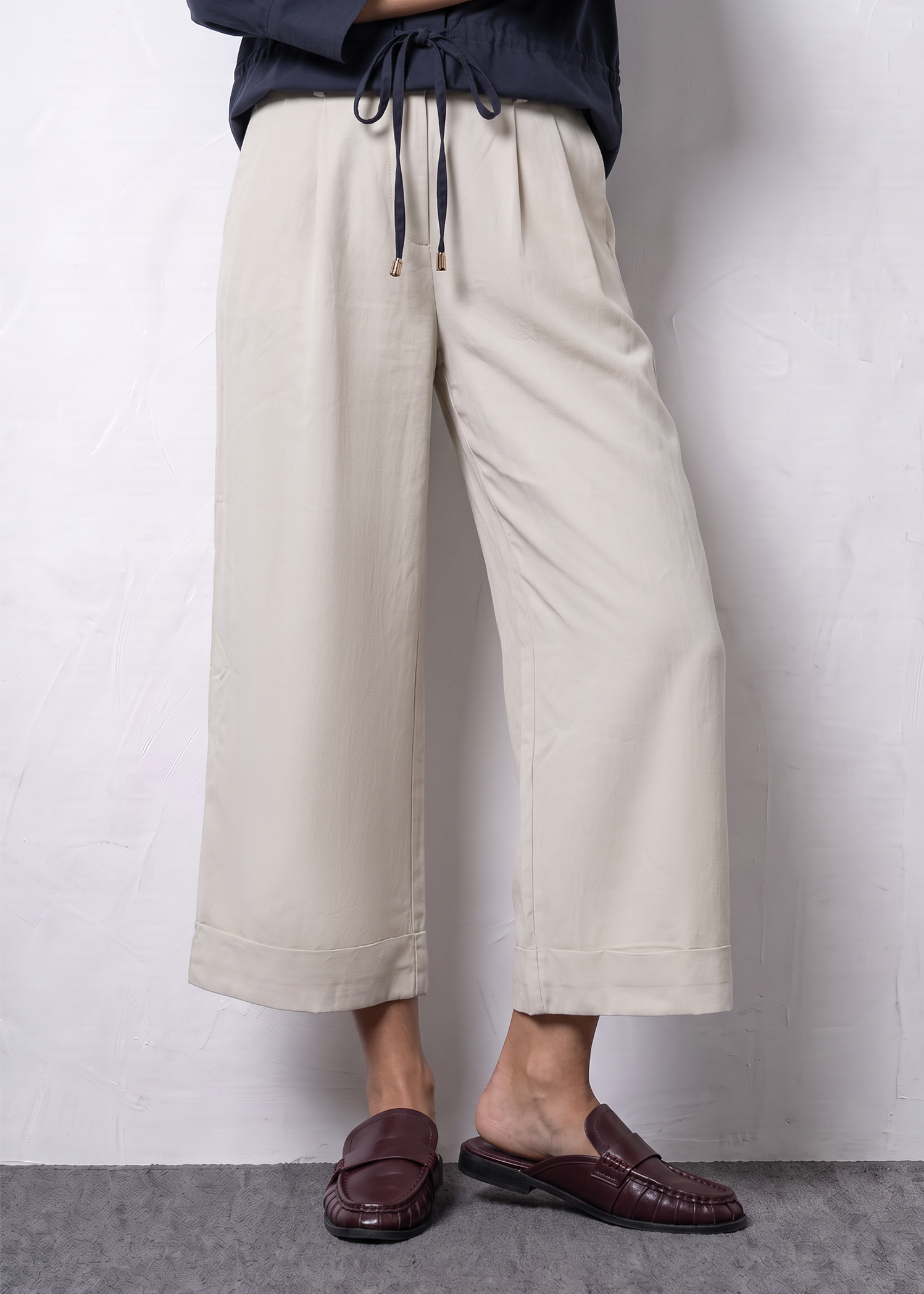 Hidden Placket Drawstring Top Cord Set