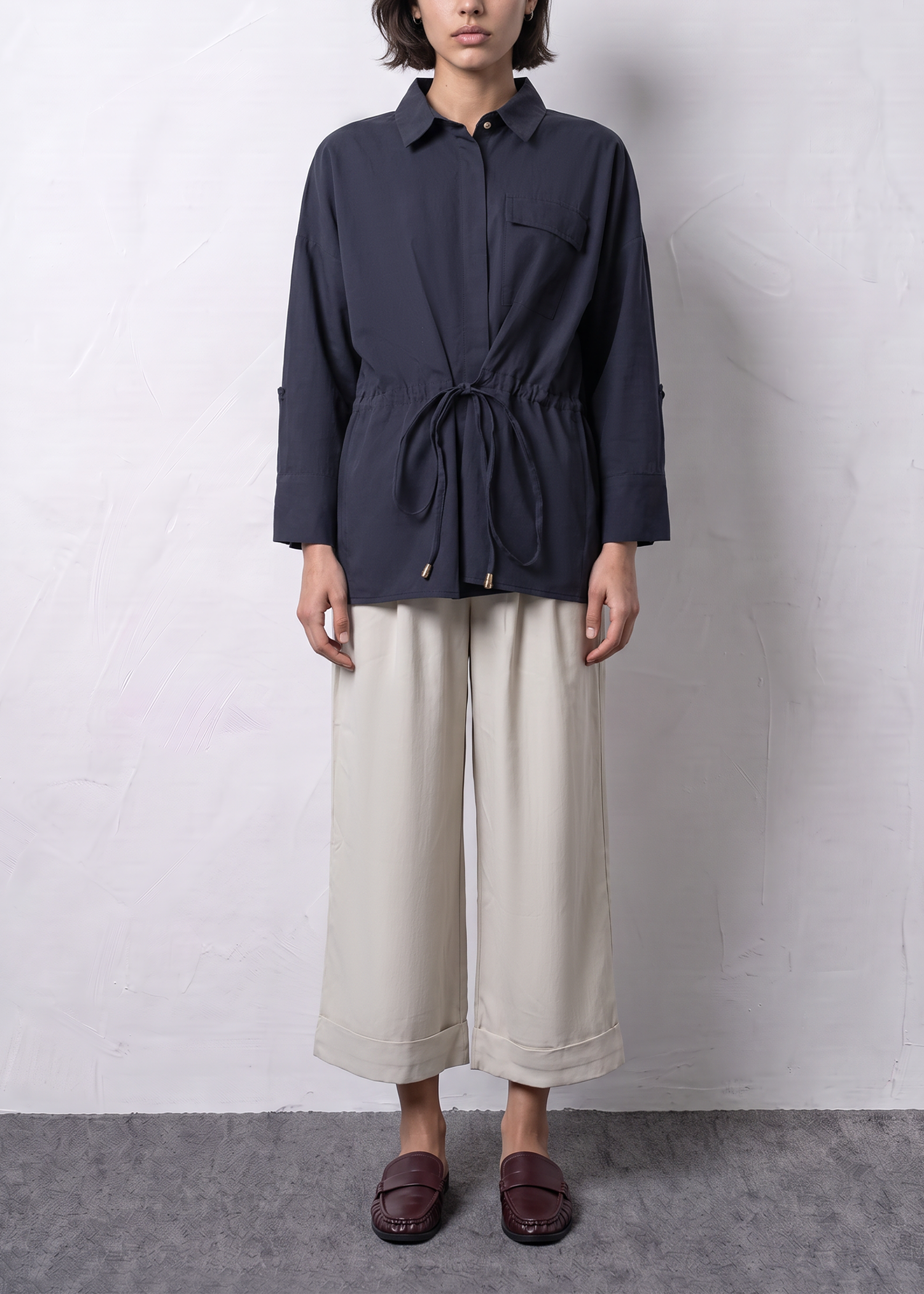 Drawstring Utility Safari Shirt