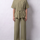 Belted Button Down Shirt Cord
