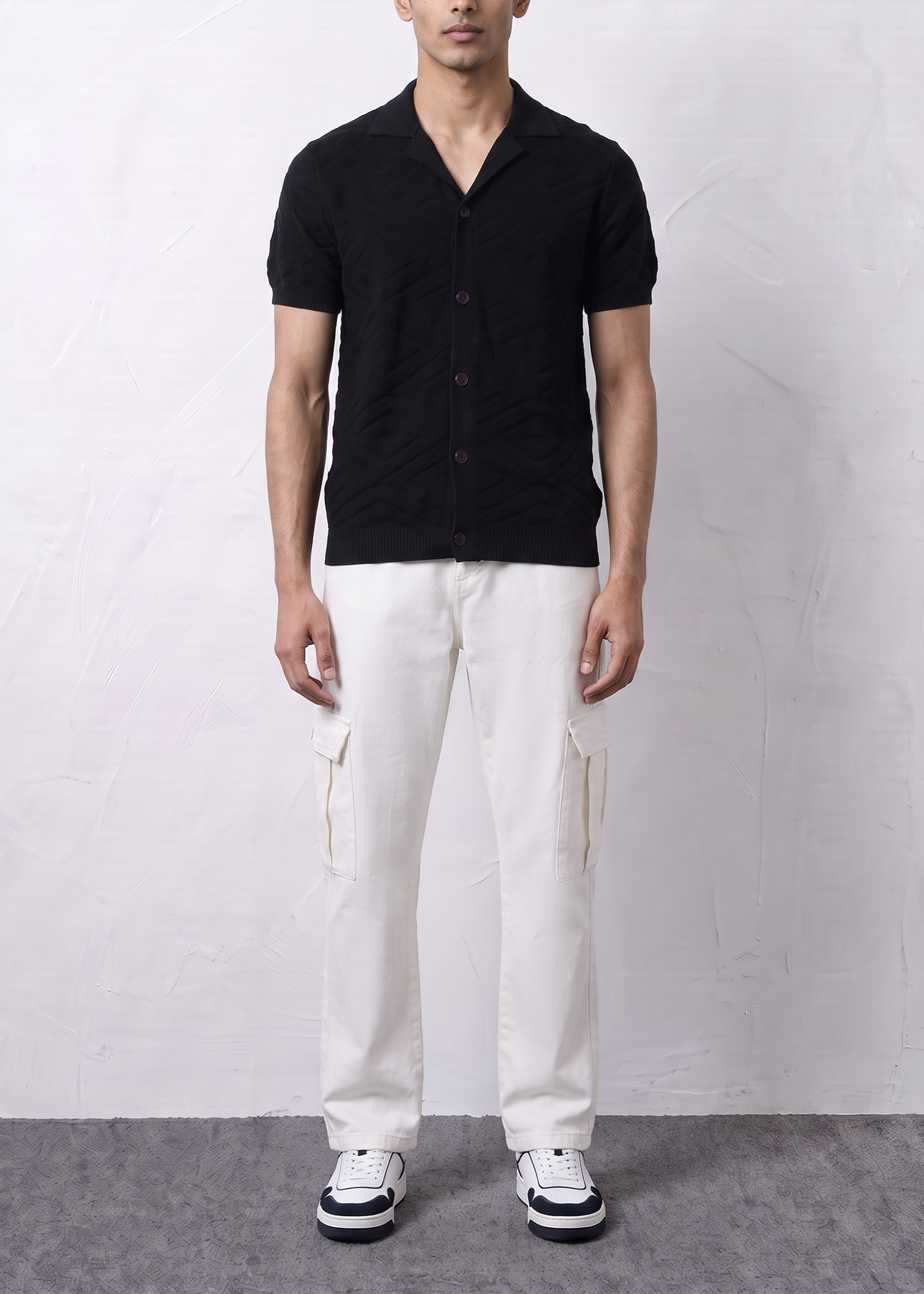 Sweat Knit Button Safari Shirt