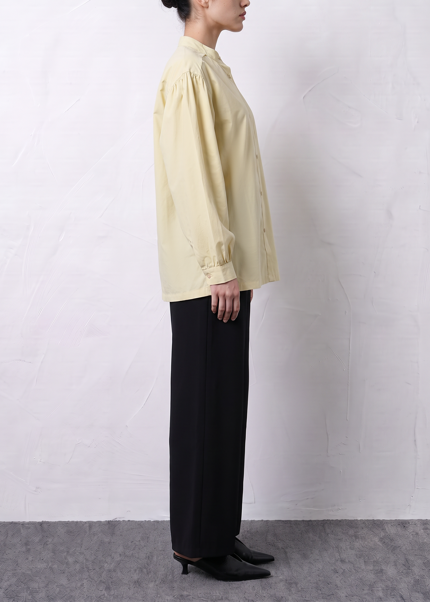 Band Collar Button Top