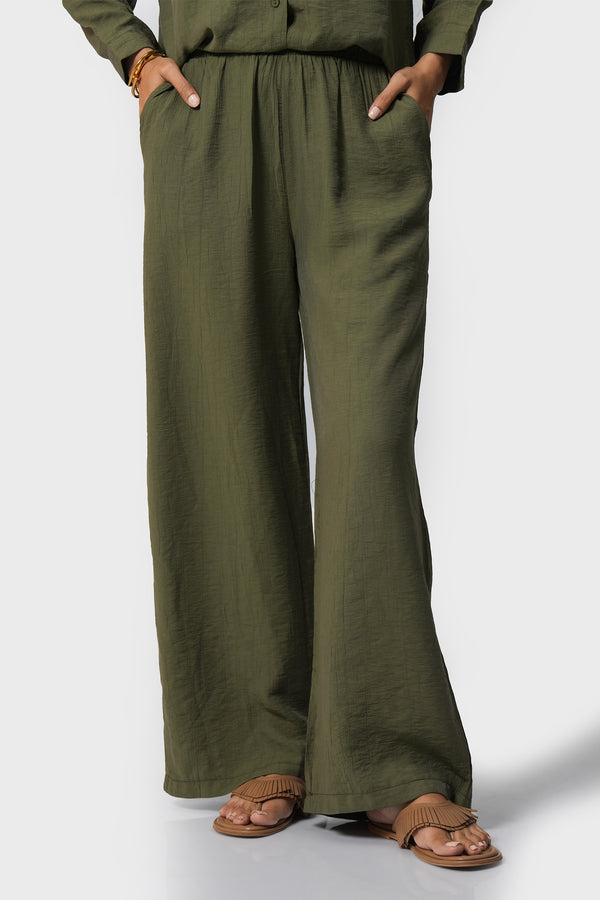 Textured Wide Leg Pants