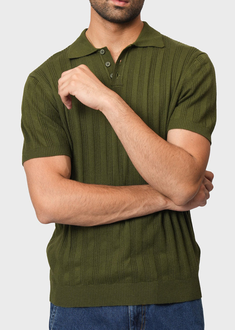 Relaxed Ribbed-Texture Polo