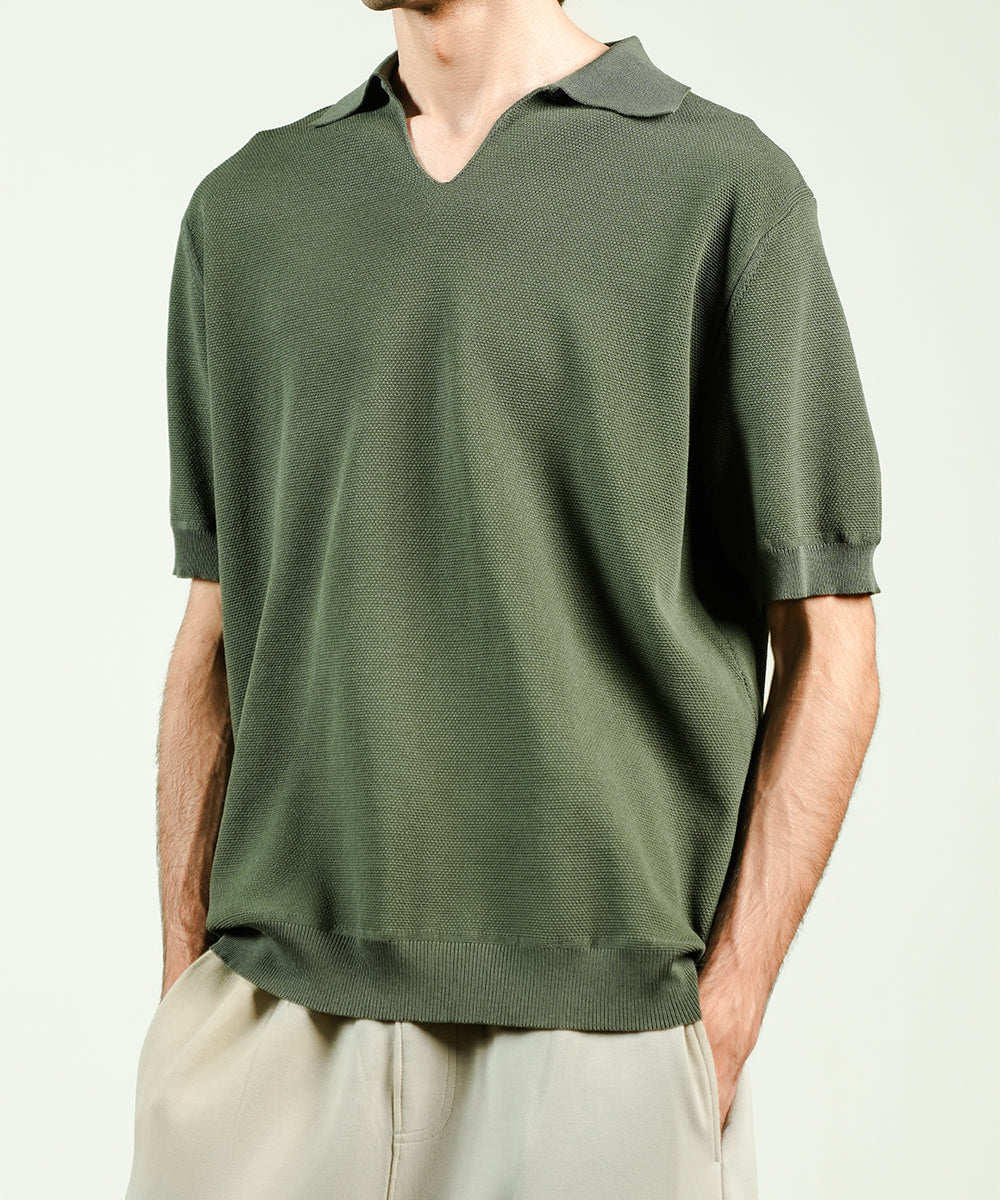 Textured Knit Polo