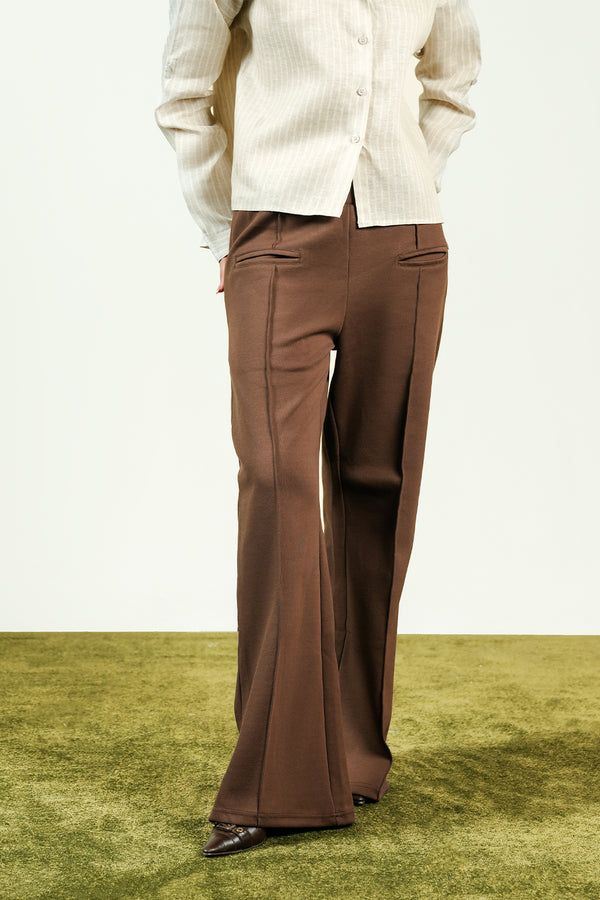 Flared creased pants