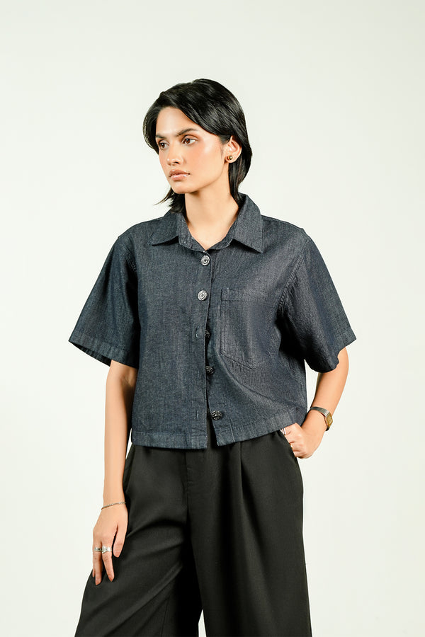 Short denim shirt