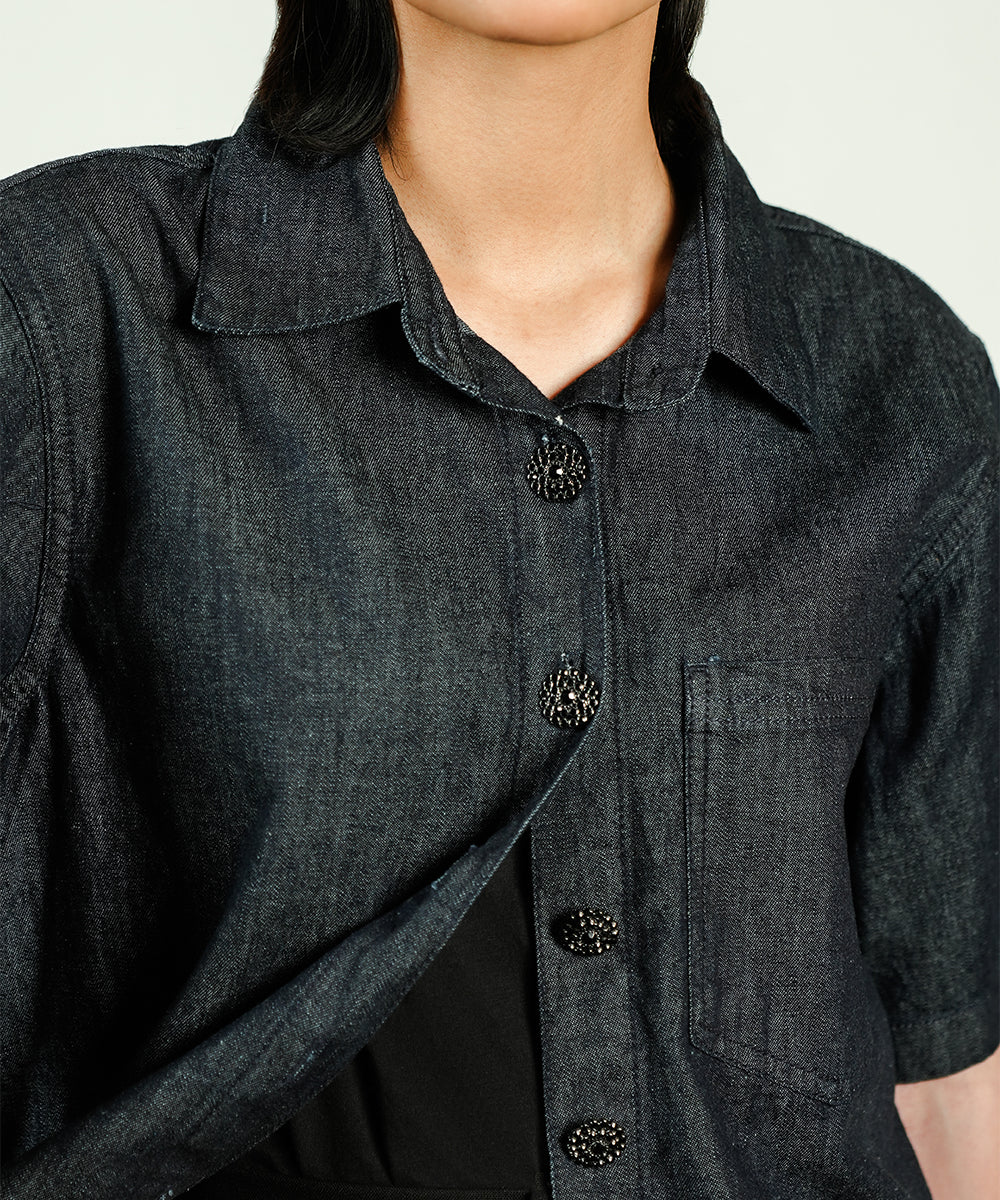Short denim shirt