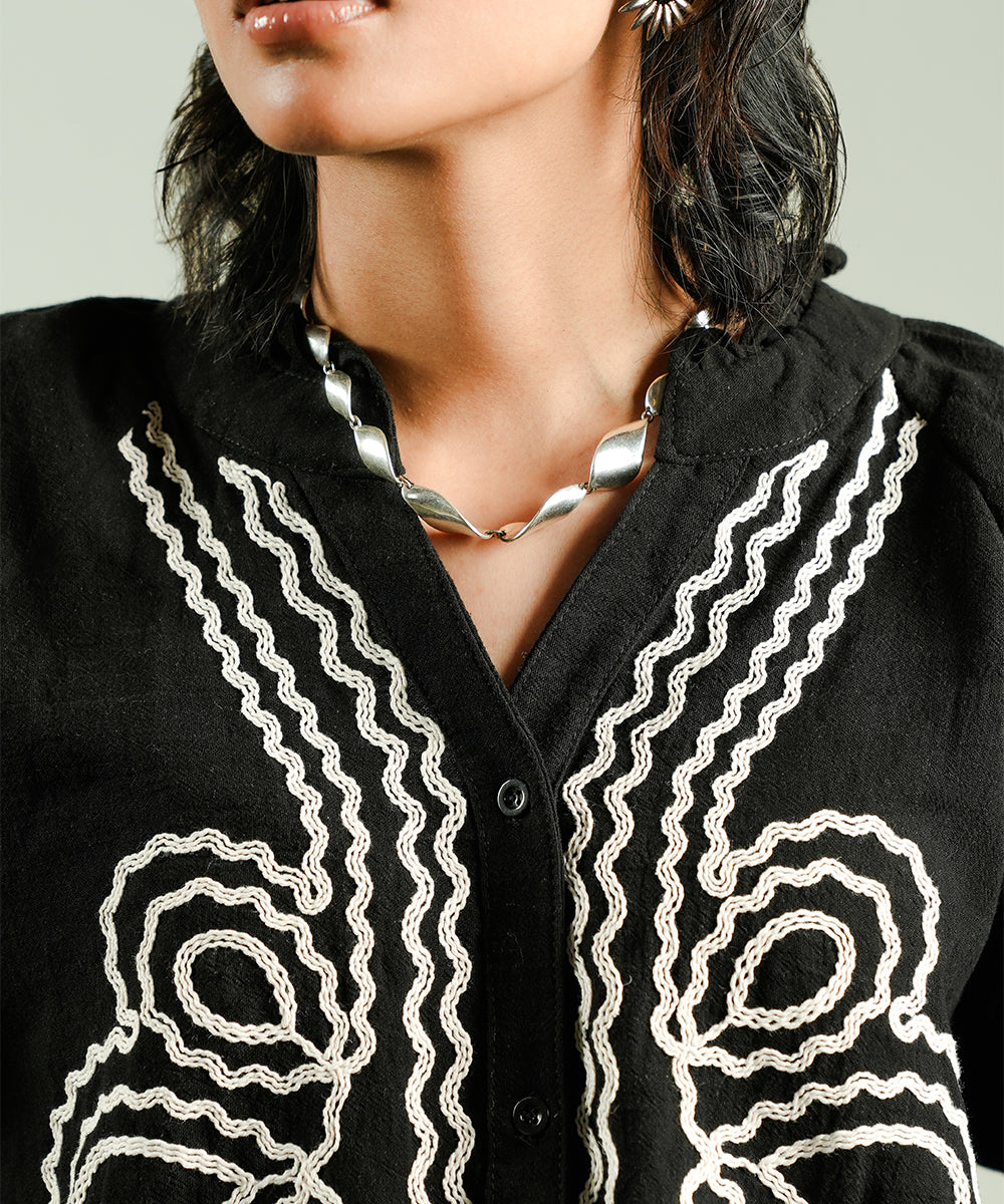 Embroidered Linen Top