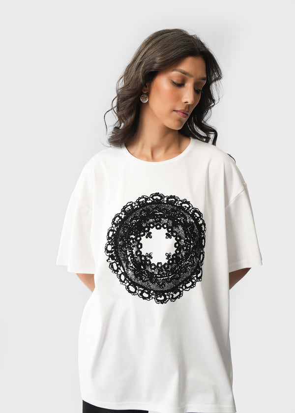 Flock Print Boxy T-Shirt