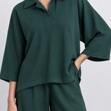 KNITTED POLO CROPPED TOP