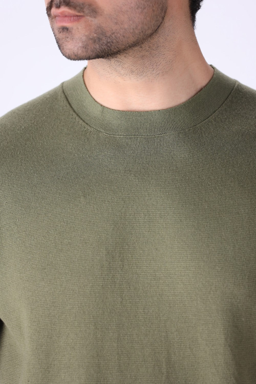 Knitted tee worn with chinos