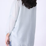 Light blue relaxed summer shirt, front view
