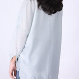 Light blue relaxed summer shirt, front view

