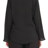 Midnight Cascading Ruffle Blouse