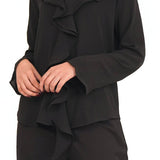 Midnight Cascading Ruffle Blouse