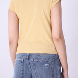 Ribbed high-neck knit vest in latte, front view
