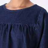 Side view of tailored denim top
