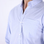 Striped shirt worn with chinos
