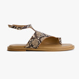 Faux Leather Toe Loop Flats