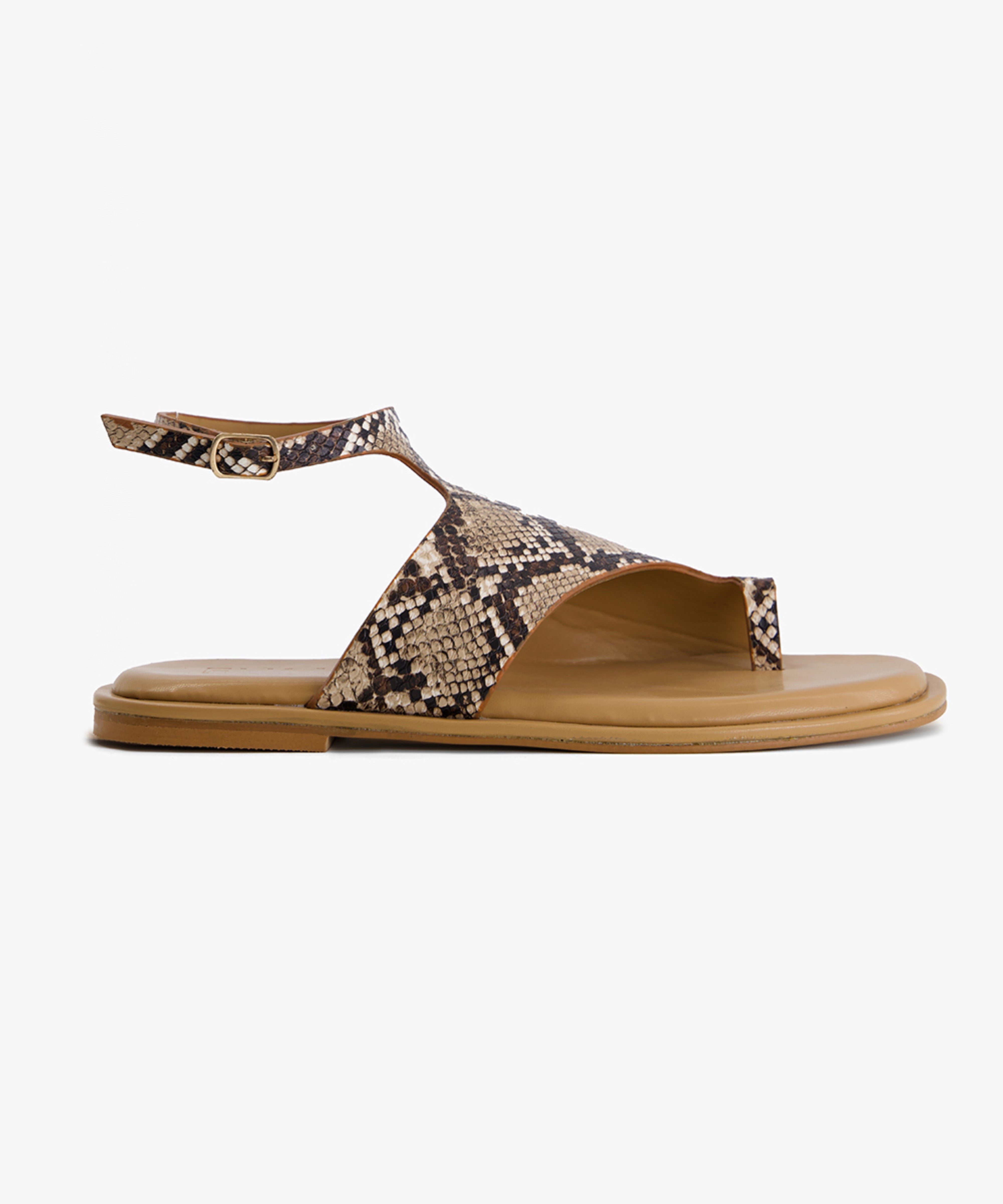 Faux Leather Toe Loop Flats