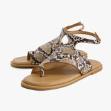 Faux Leather Toe Loop Flats