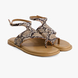 Faux Leather Toe Loop Flats