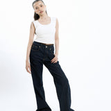 High-Waisted Dark-Wash Flared Jeans