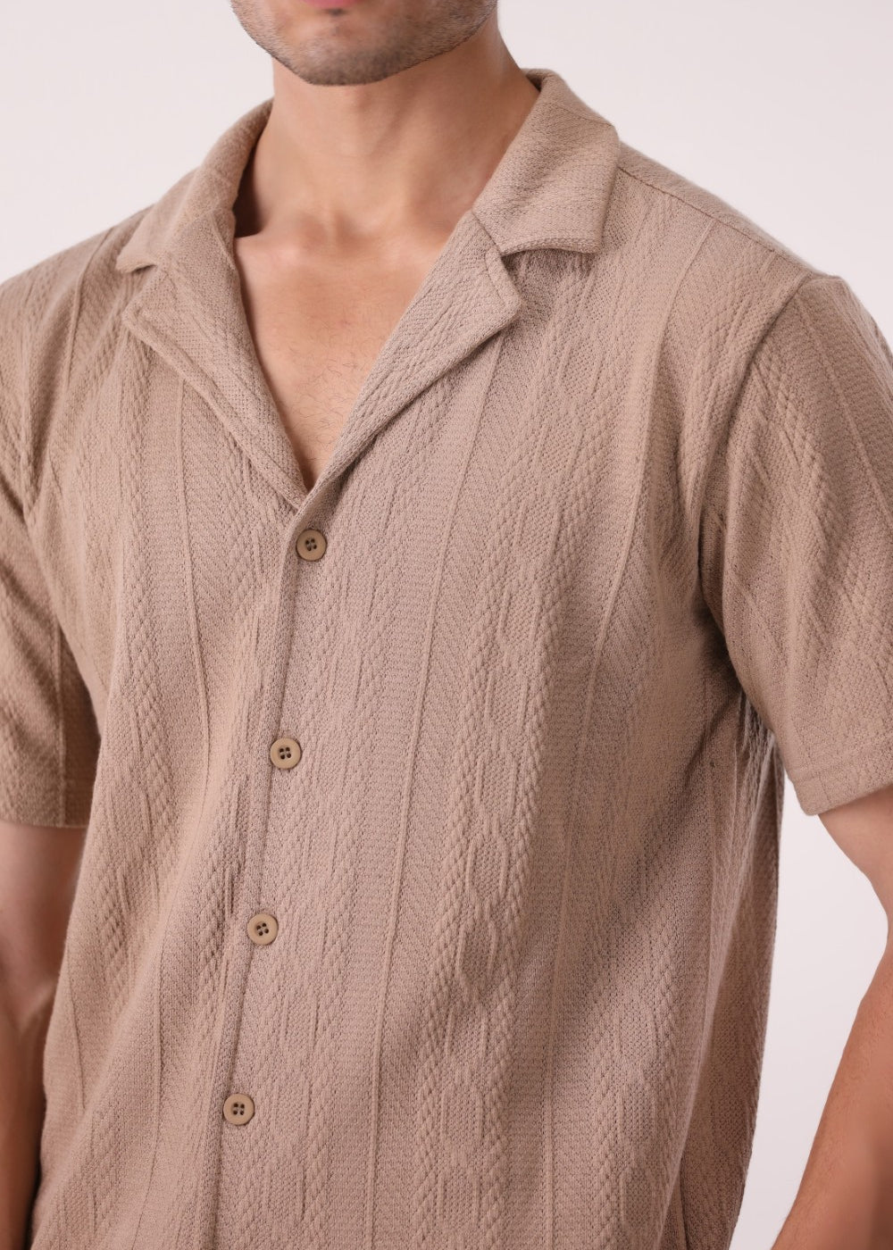 Beige Resort-Collar Shirt