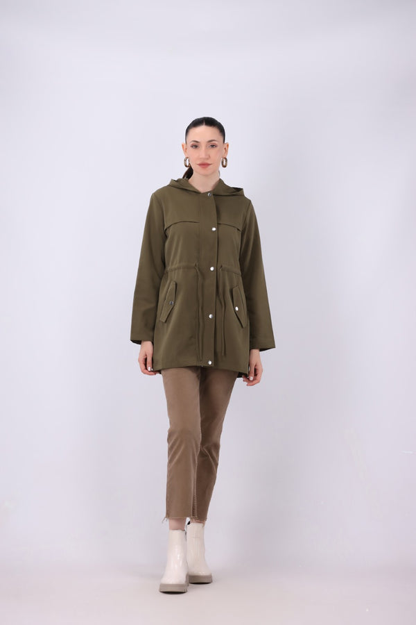 Drawstring Hooded Utility Jacket