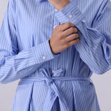 Striped Woven Button-up Dress