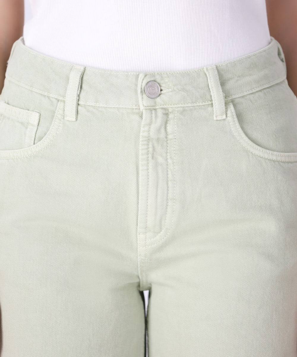 Speckled Wide-Leg Denim Jeans