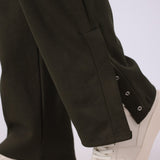 Ribbed Slit Hem Trouser