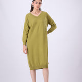 Knit v-neck long dress