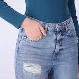 Distressed Straight Jeans