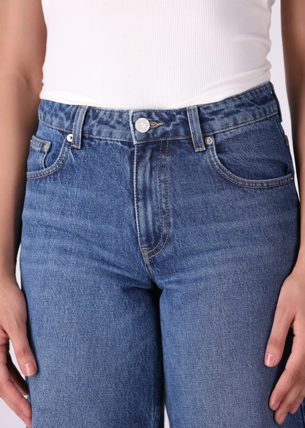Wide-Leg Denim Jorts | Comfort Stretch Fabric for All-Day Wear