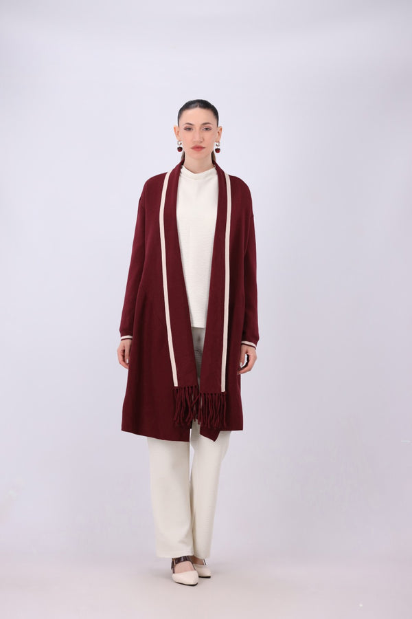 Open Front Cardigan With Fringes
