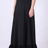 Textured Ruffle-Hem Maxi Skirt
