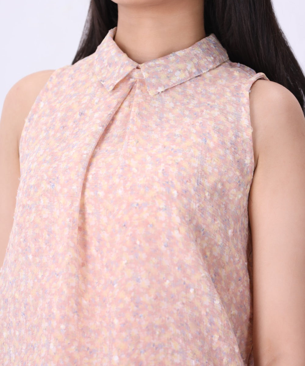 The Printed Peach Blouse